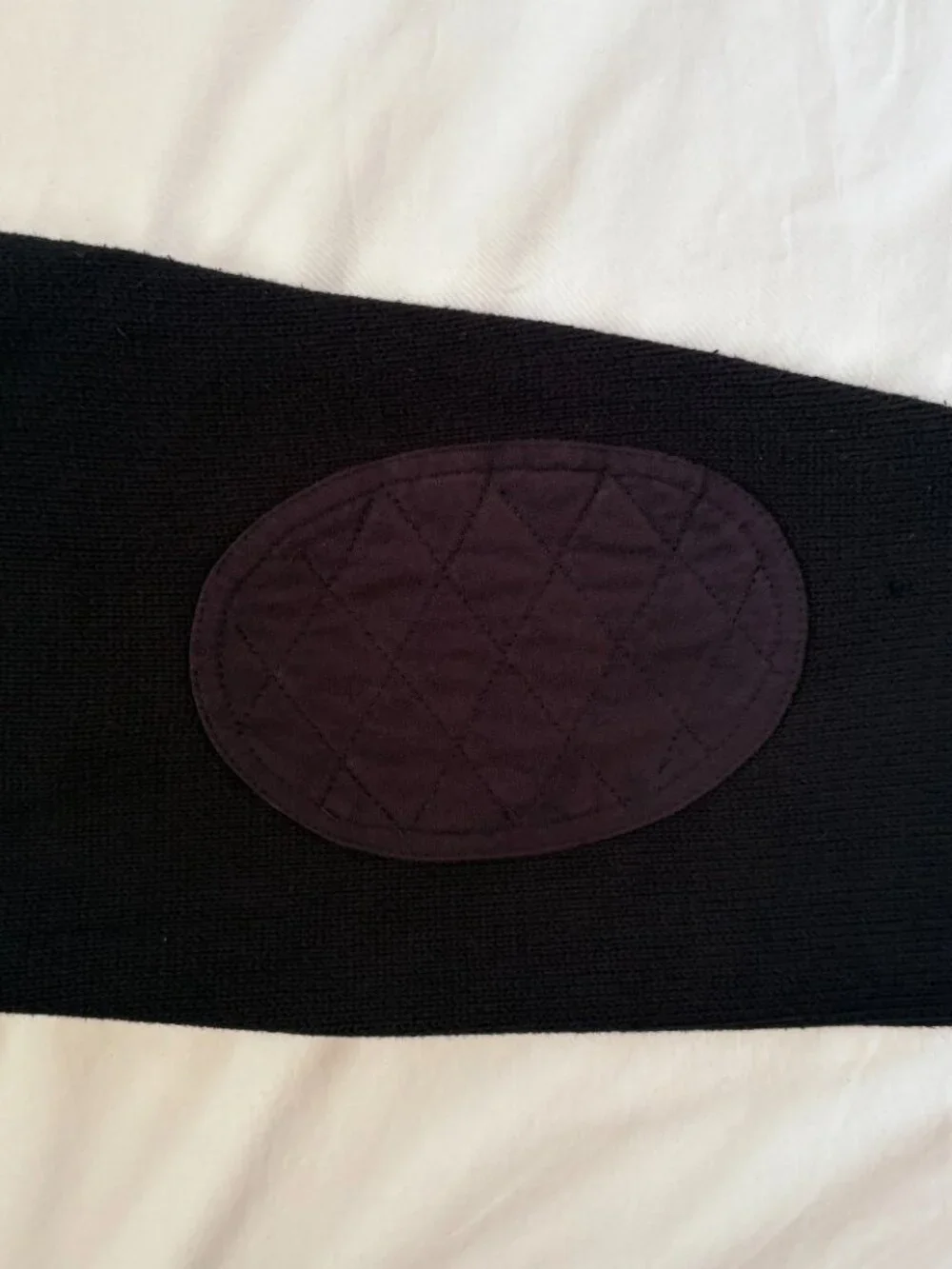 Vintage Lauren Ralph Lauren Black V-Neck Cotton Pullover Sweater Quilted Elbow